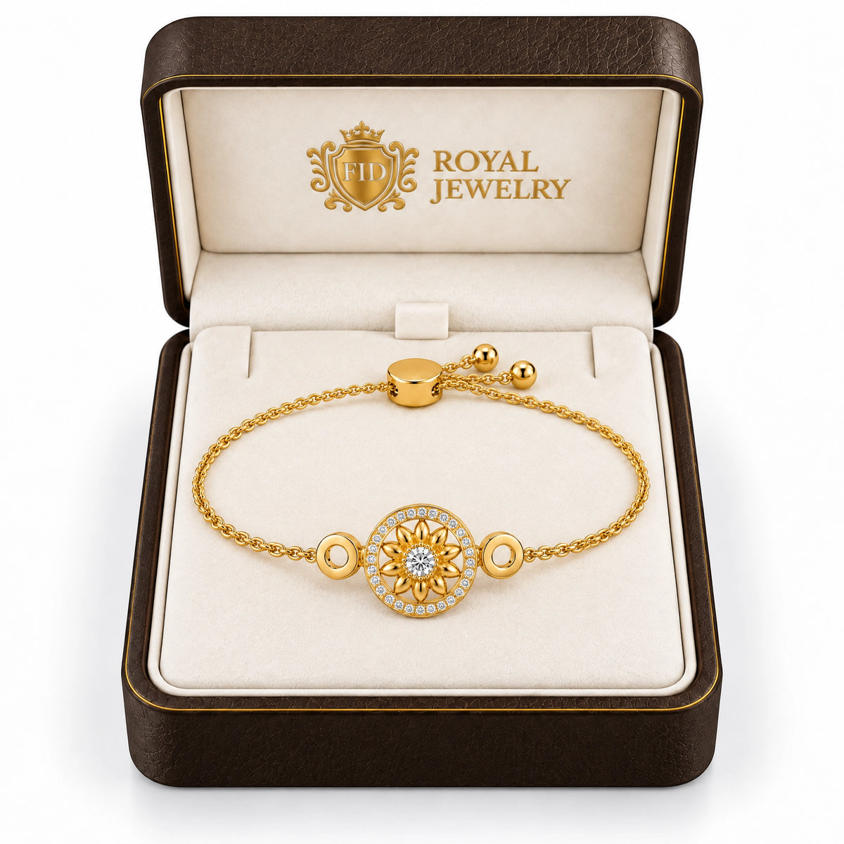 Soleil Lab-Grown Diamond Sunflower Chain Bracelet - Yellow Gold