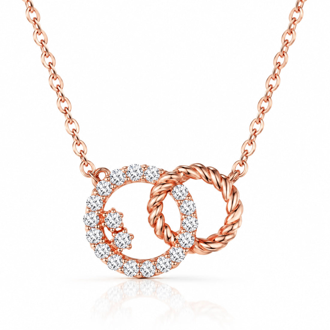 Enlacé Lab-Grown Diamond Interlocking Circles Necklace - Rose Gold