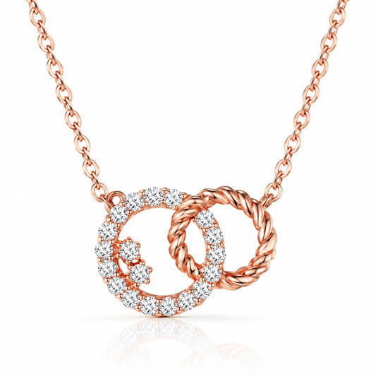 Enlacé Lab-Grown Diamond Interlocking Circles Necklace - Rose Gold