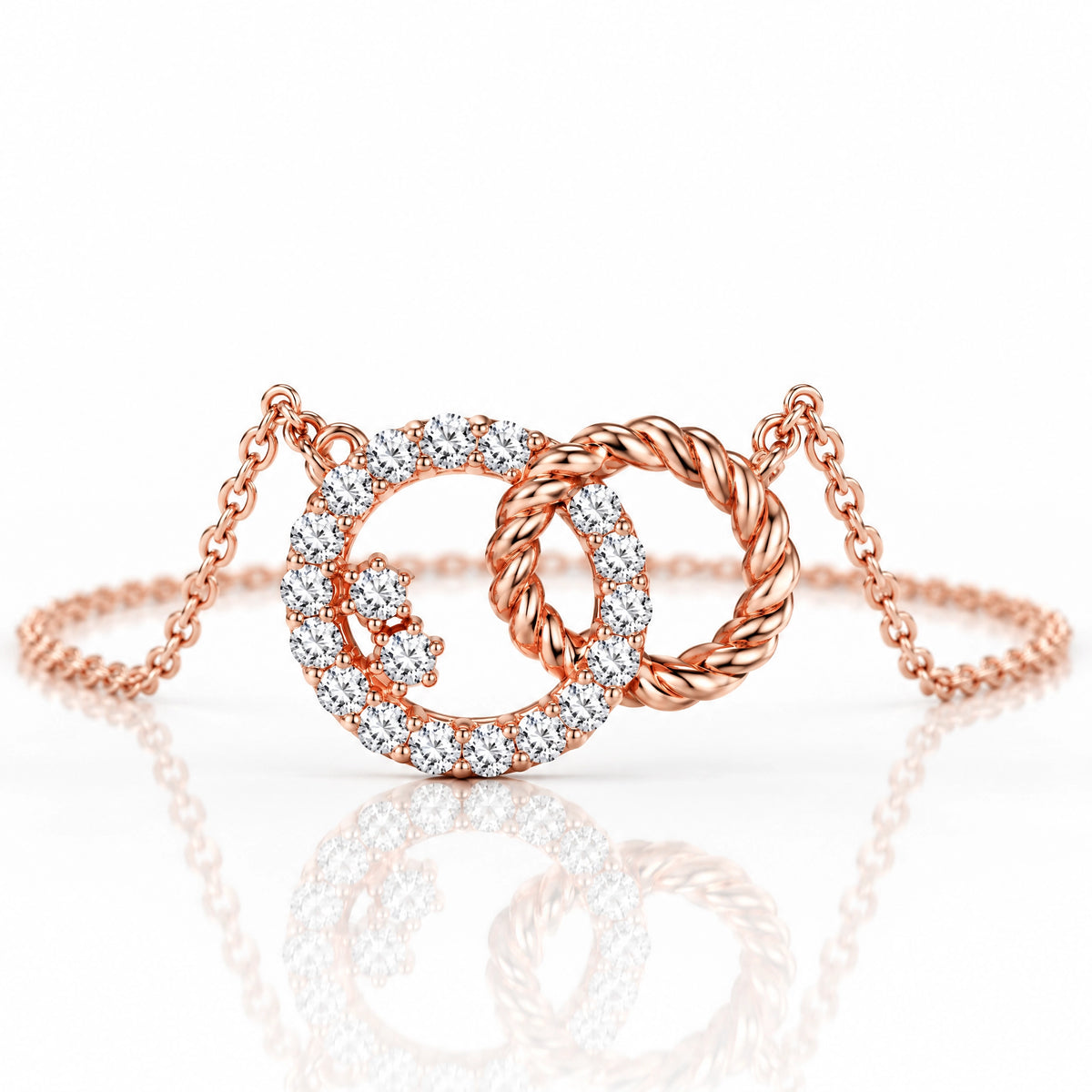 Enlacé Lab-Grown Diamond Interlocking Circles Necklace - Rose Gold
