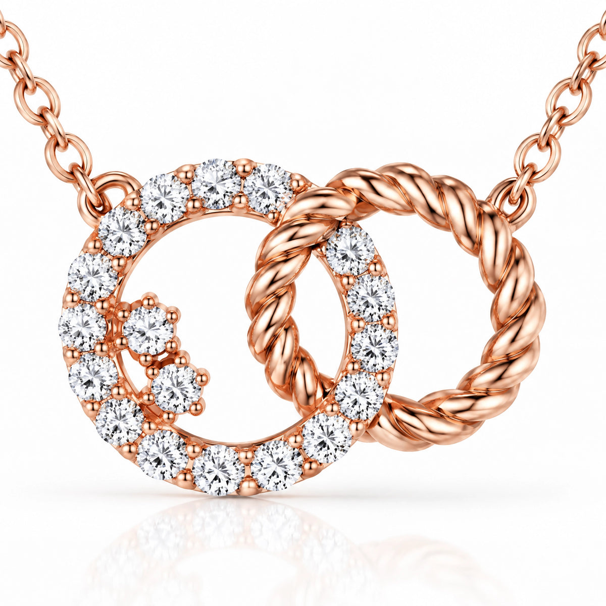 Enlacé Lab-Grown Diamond Interlocking Circles Necklace - Rose Gold