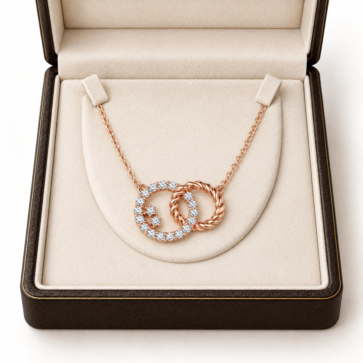 Enlacé Lab-Grown Diamond Interlocking Circles Necklace - Rose Gold