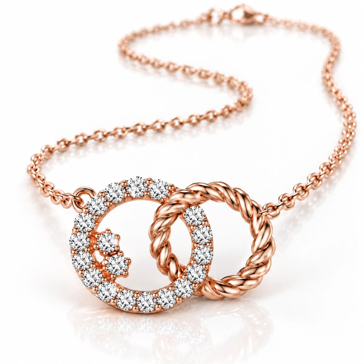 Enlacé Lab-Grown Diamond Interlocking Circles Necklace - Rose Gold