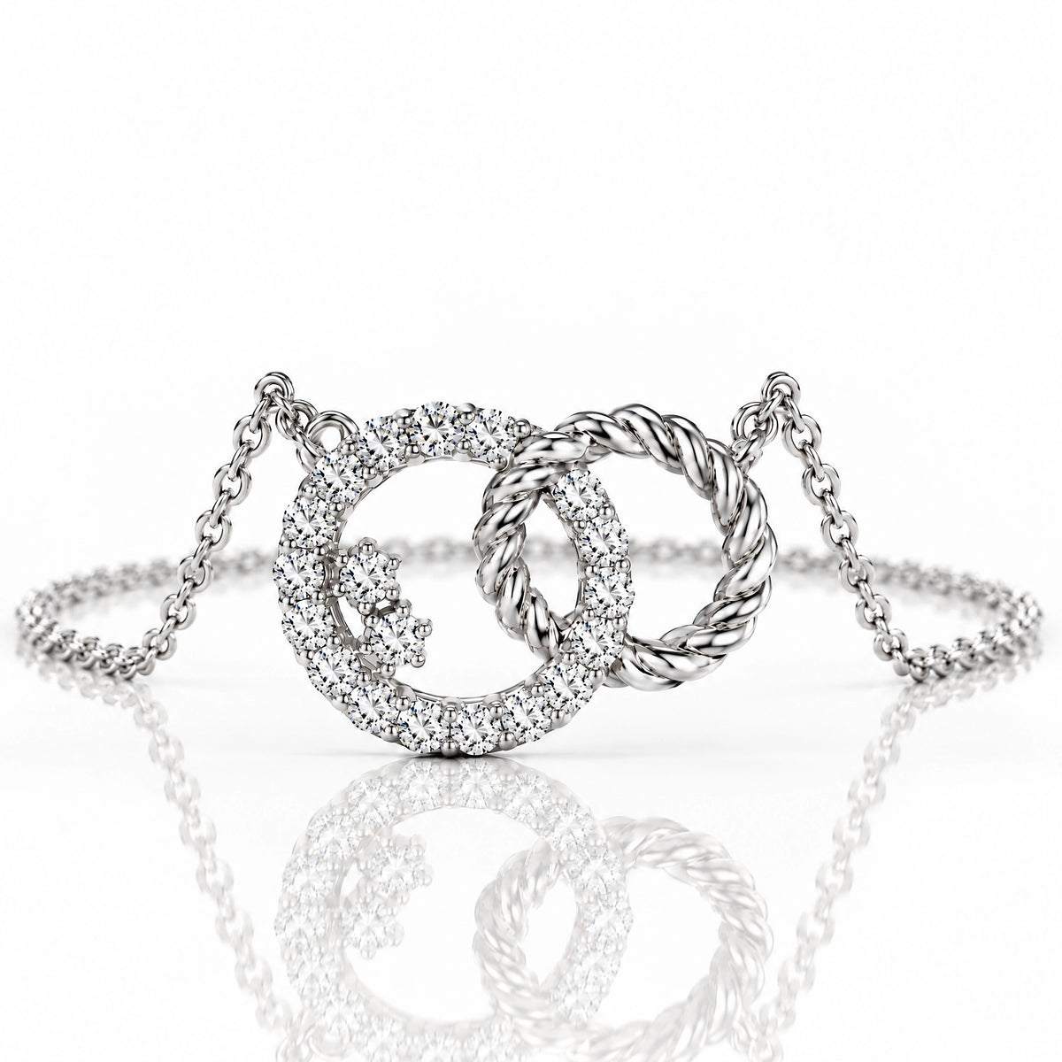 Enlacé Lab-Grown Diamond Interlocking Circles Necklace - White Gold