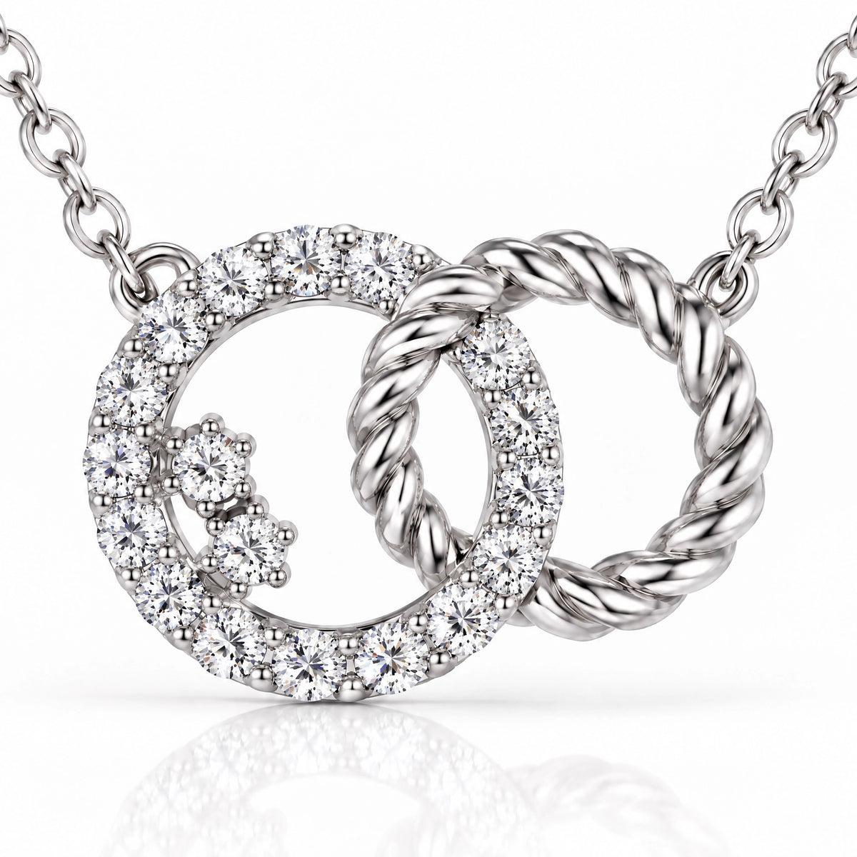 Enlacé Lab-Grown Diamond Interlocking Circles Necklace - White Gold