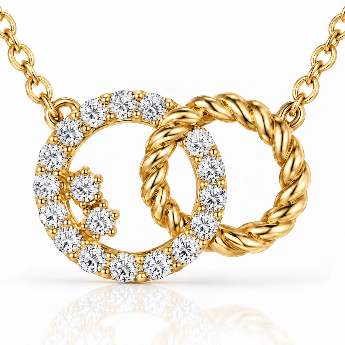Enlacé Lab-Grown Diamond Interlocking Circles Necklace - Yellow Gold