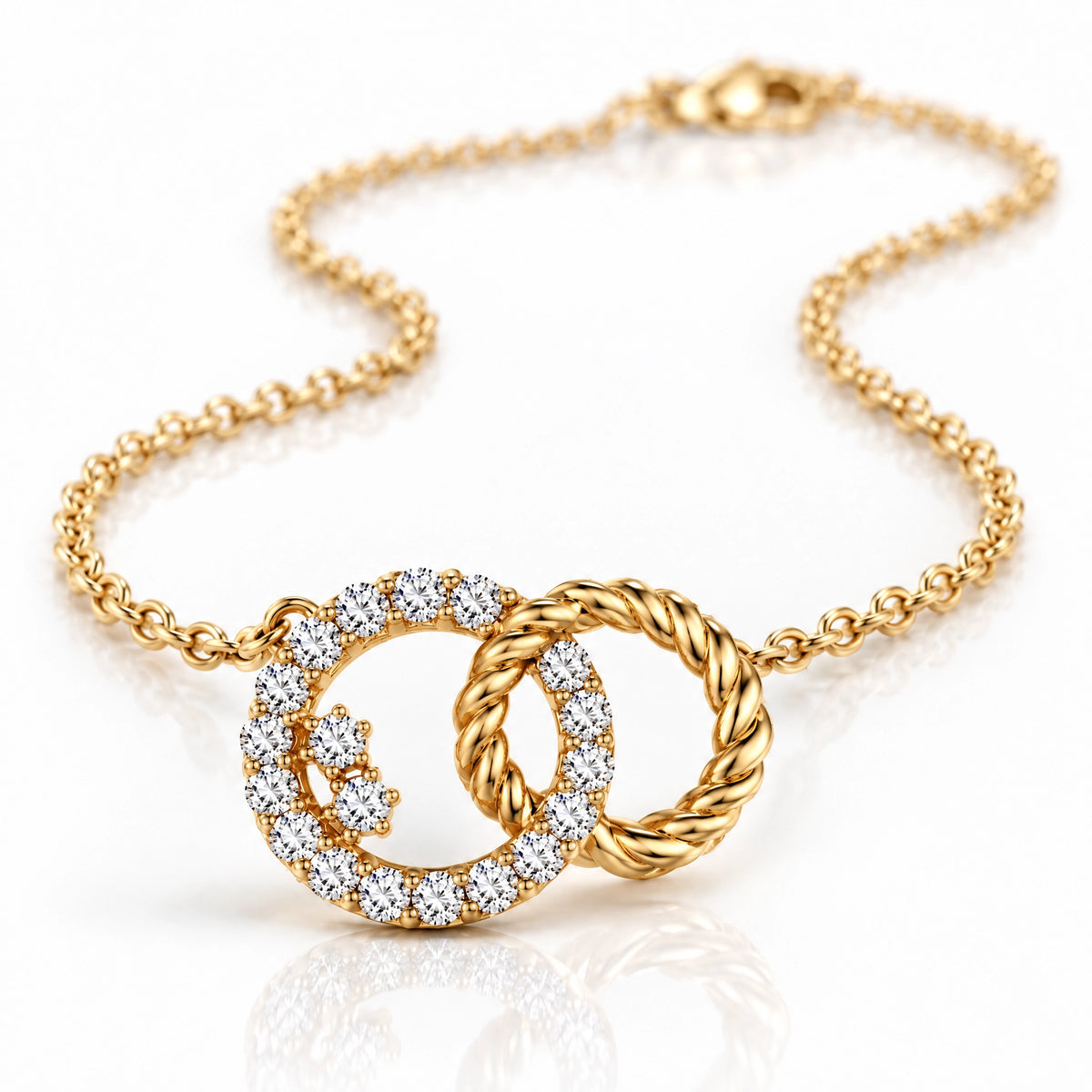 Enlacé Lab-Grown Diamond Interlocking Circles Necklace - Yellow Gold