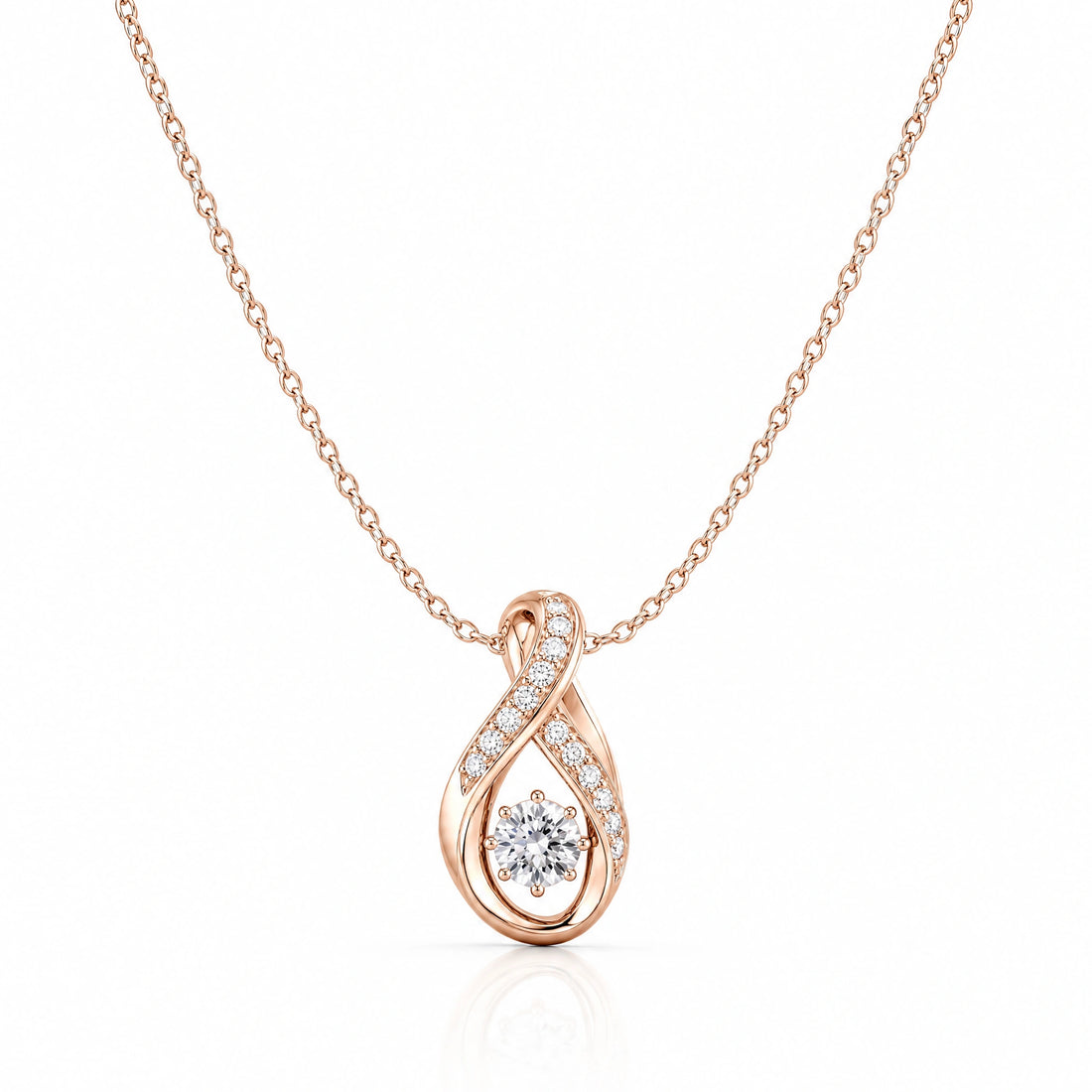 Ruban Lab-Grown Diamond Twist Solitaire Pendant - Rose Gold