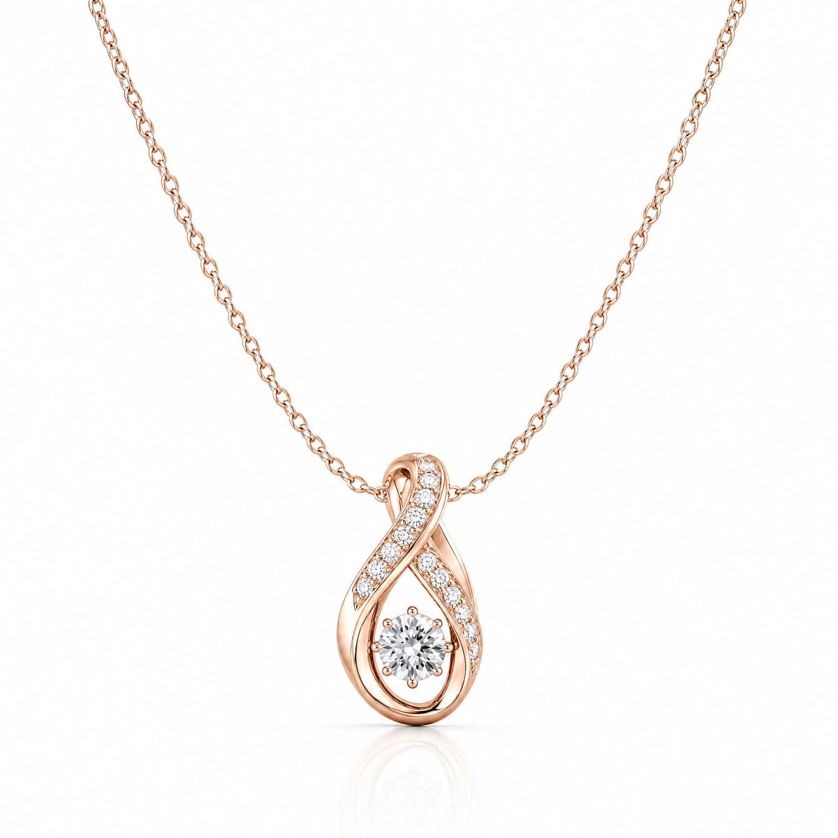Ruban Lab-Grown Diamond Twist Solitaire Pendant - Rose Gold