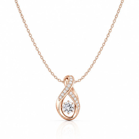 Ruban Lab-Grown Diamond Twist Solitaire Pendant - Rose Gold