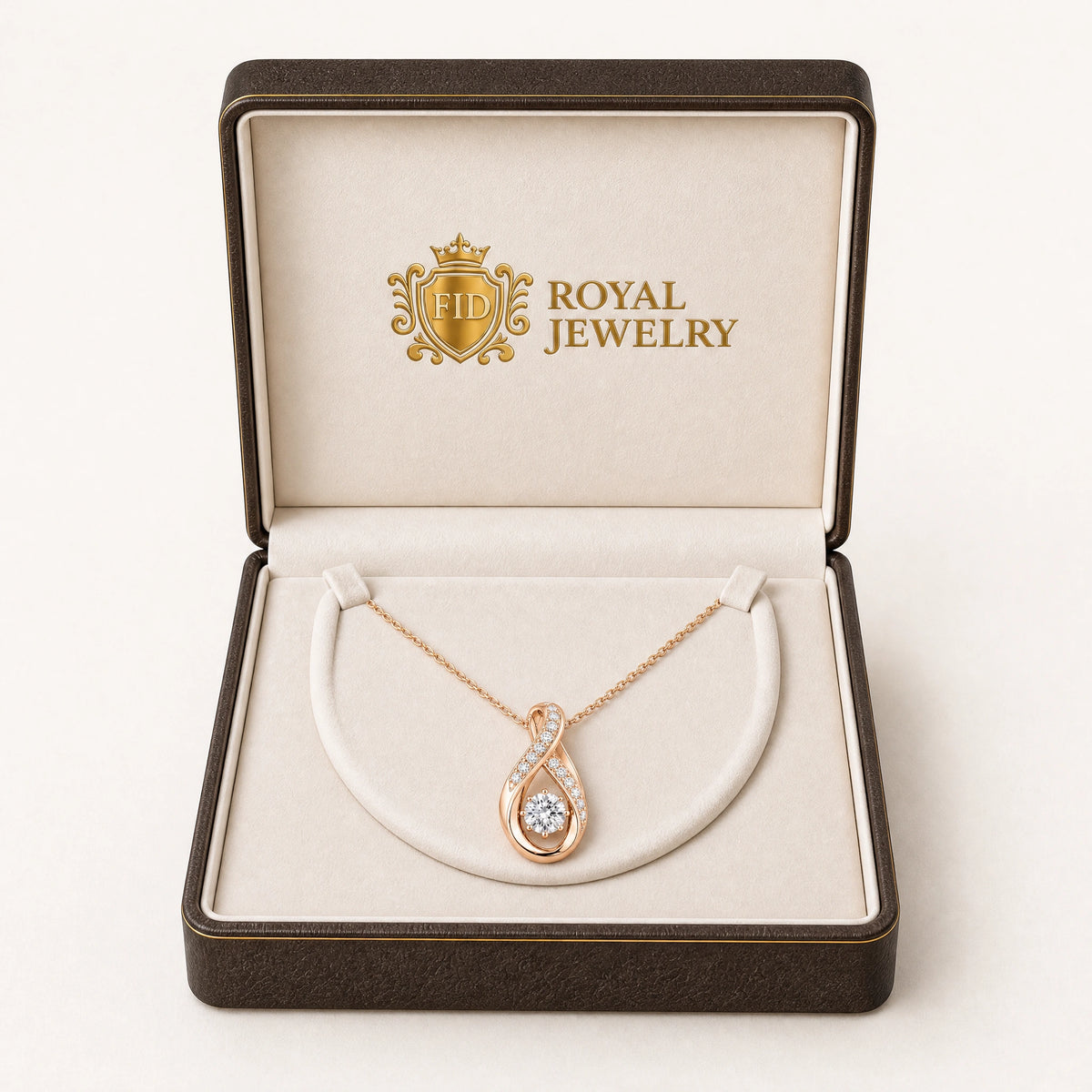 Ruban Lab-Grown Diamond Twist Solitaire Pendant - Rose Gold