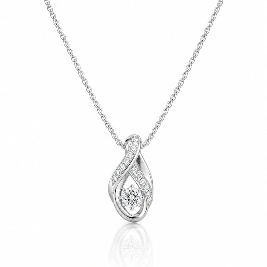 Ruban Lab-Grown Diamond Twist Solitaire Pendant - White Gold