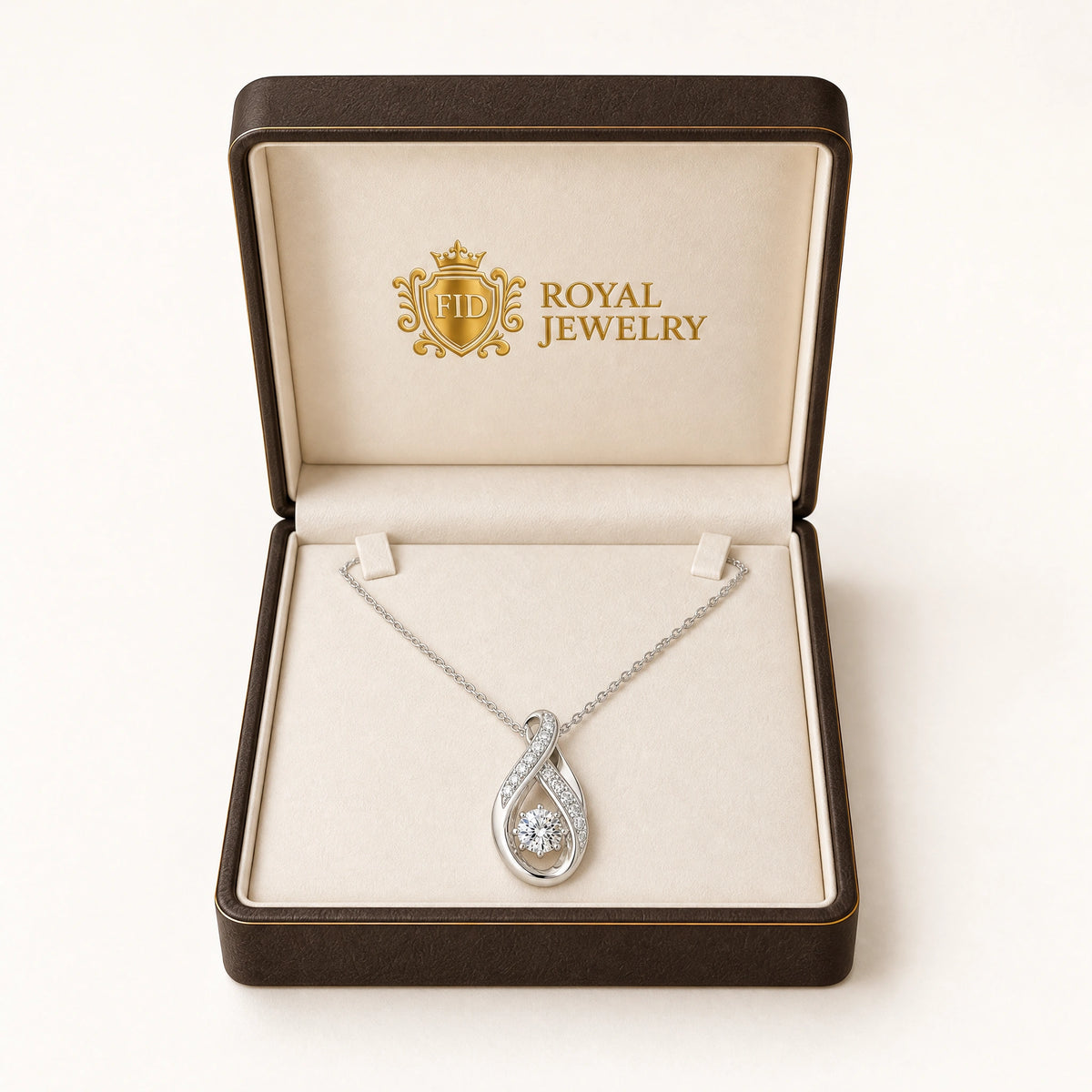 Ruban Lab-Grown Diamond Twist Solitaire Pendant - White Gold