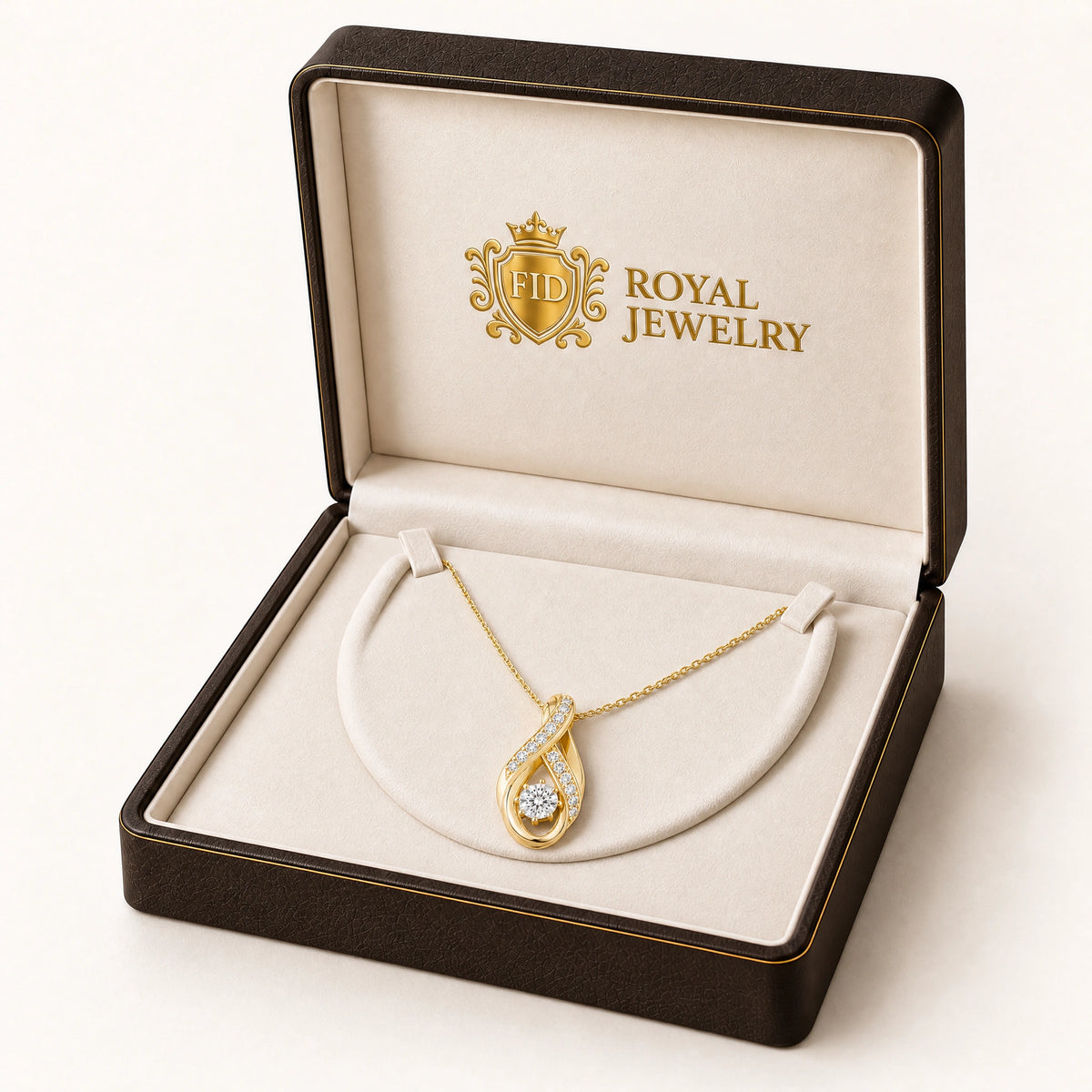 Ruban Lab-Grown Diamond Twist Solitaire Pendant - Yellow Gold