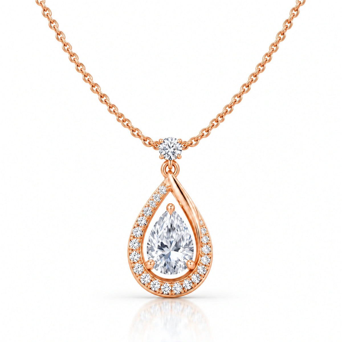 Ondine Pear Lab-Grown Diamond Teardrop Pendant - Rose Gold
