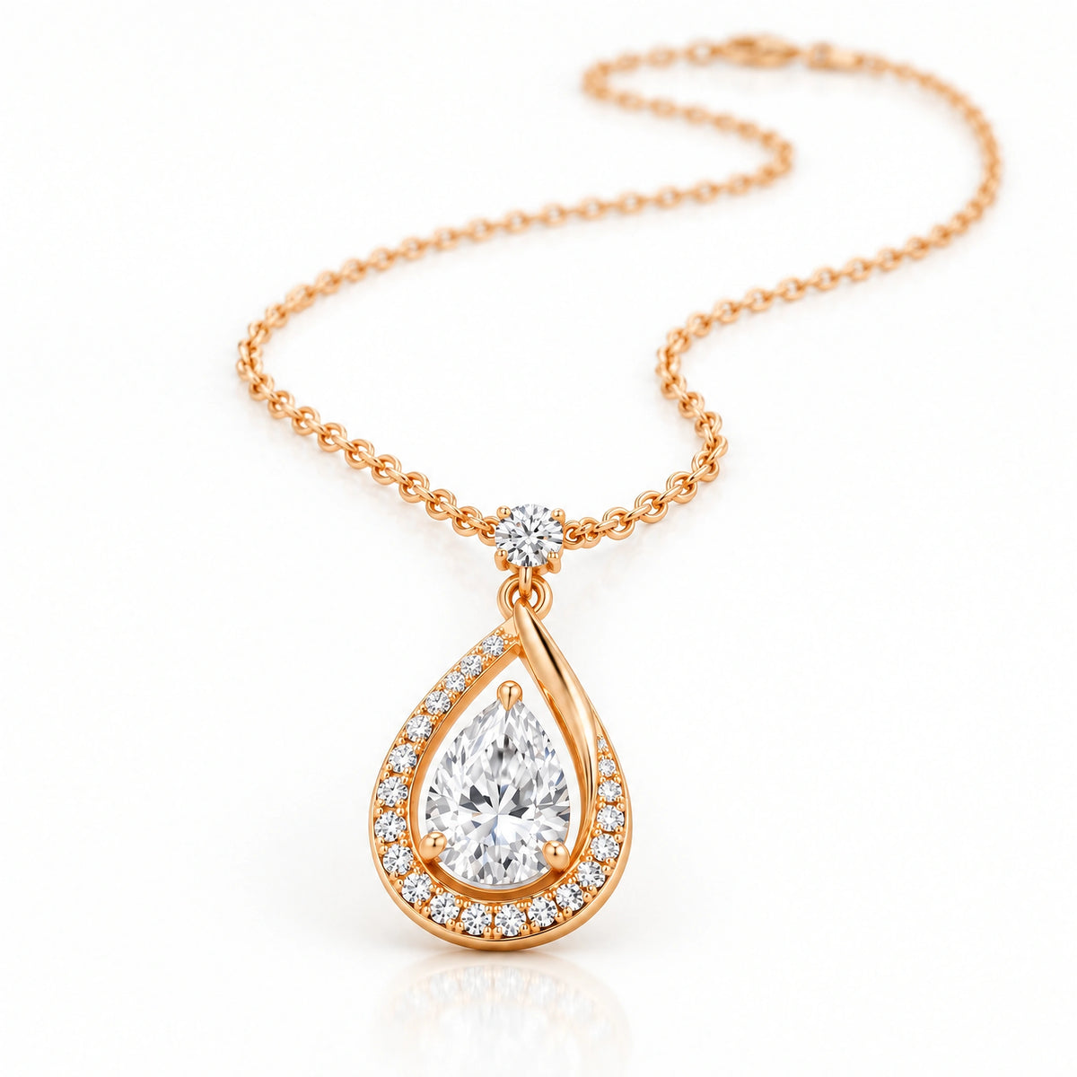 Ondine Pear Lab-Grown Diamond Teardrop Pendant - Rose Gold