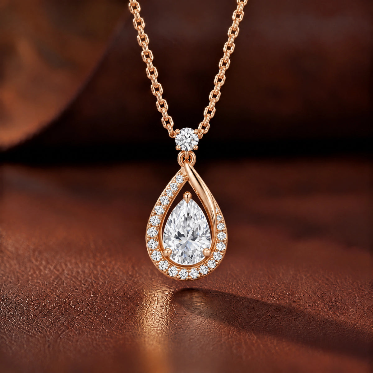 Ondine Pear Lab-Grown Diamond Teardrop Pendant - Rose Gold