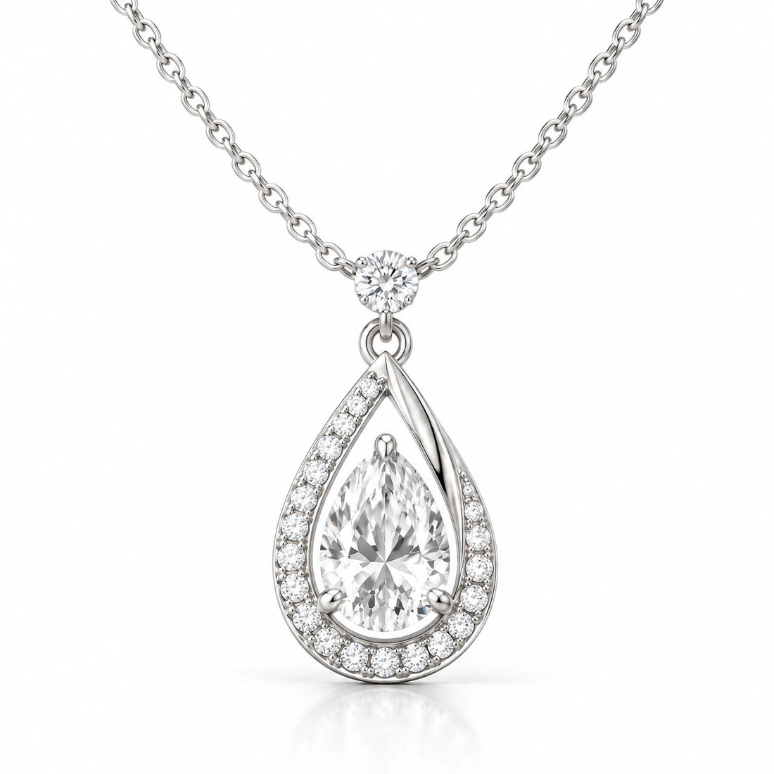 Lune Lab-Grown Diamond Crescent Moon Pendant - White Gold