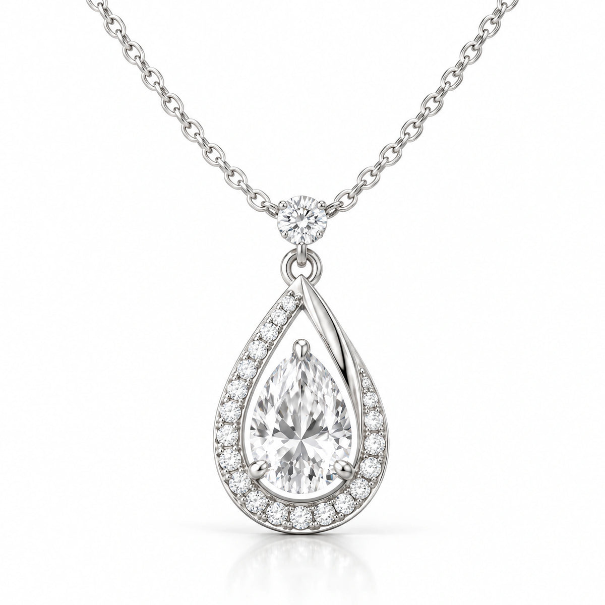 Lune Lab-Grown Diamond Crescent Moon Pendant - White Gold