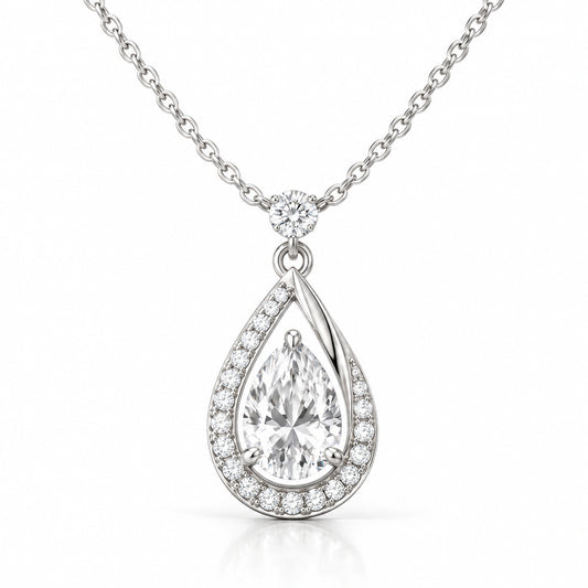Lune Lab-Grown Diamond Crescent Moon Pendant - White Gold
