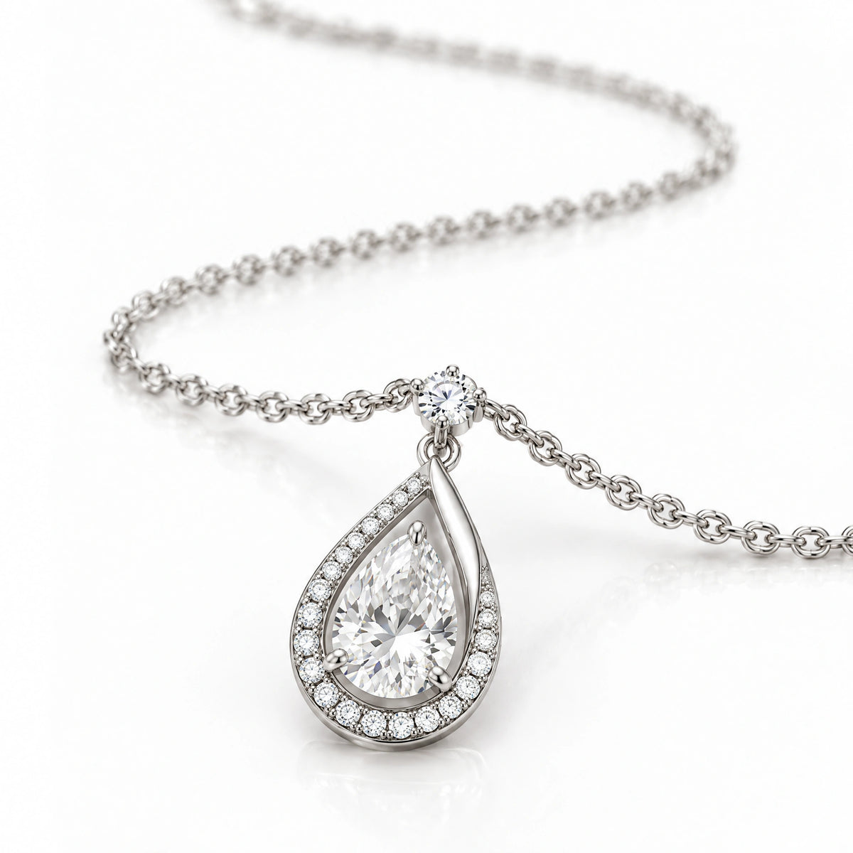 Lune Lab-Grown Diamond Crescent Moon Pendant - White Gold