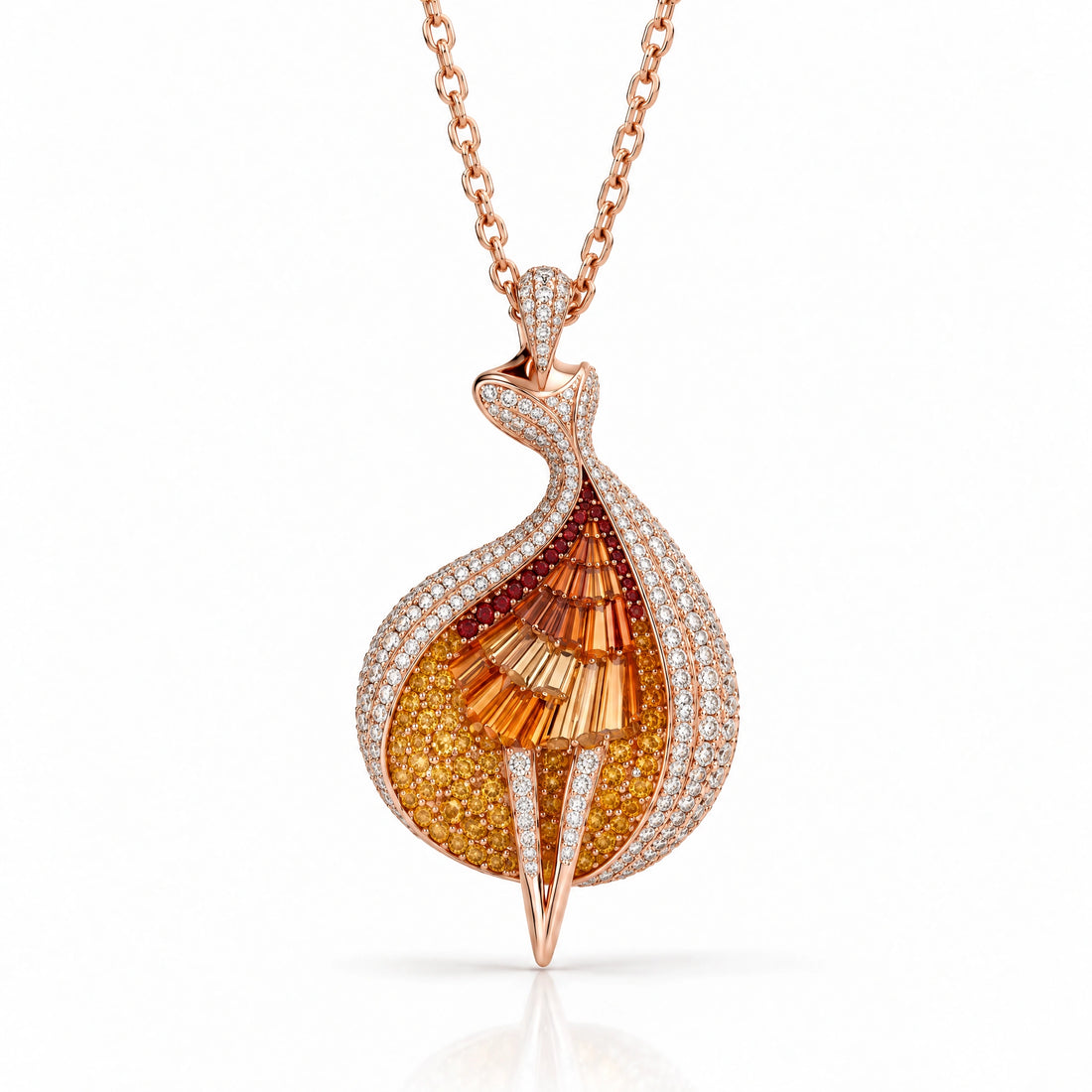 Flamme Lab-Grown Diamond Sunset Statement Pendant - Rose Gold