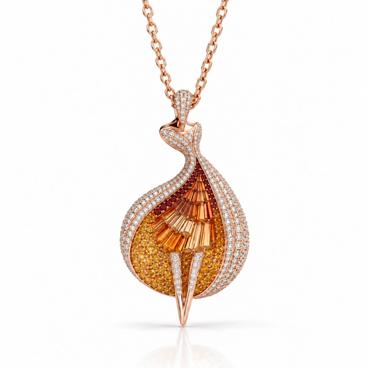 Flamme Lab-Grown Diamond Sunset Statement Pendant - Rose Gold