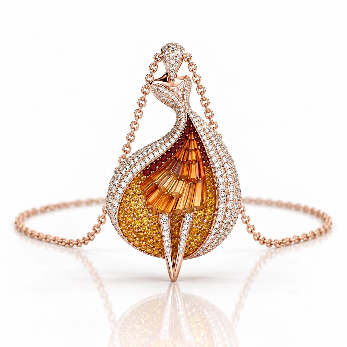 Flamme Lab-Grown Diamond Sunset Statement Pendant - Rose Gold