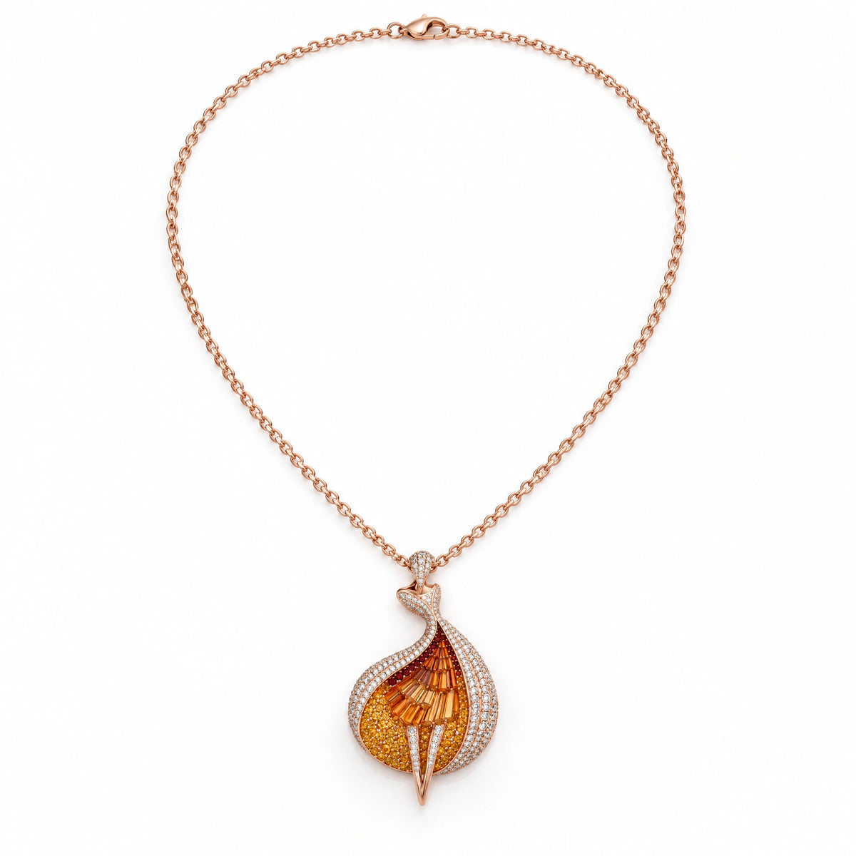 Flamme Lab-Grown Diamond Sunset Statement Pendant - Rose Gold