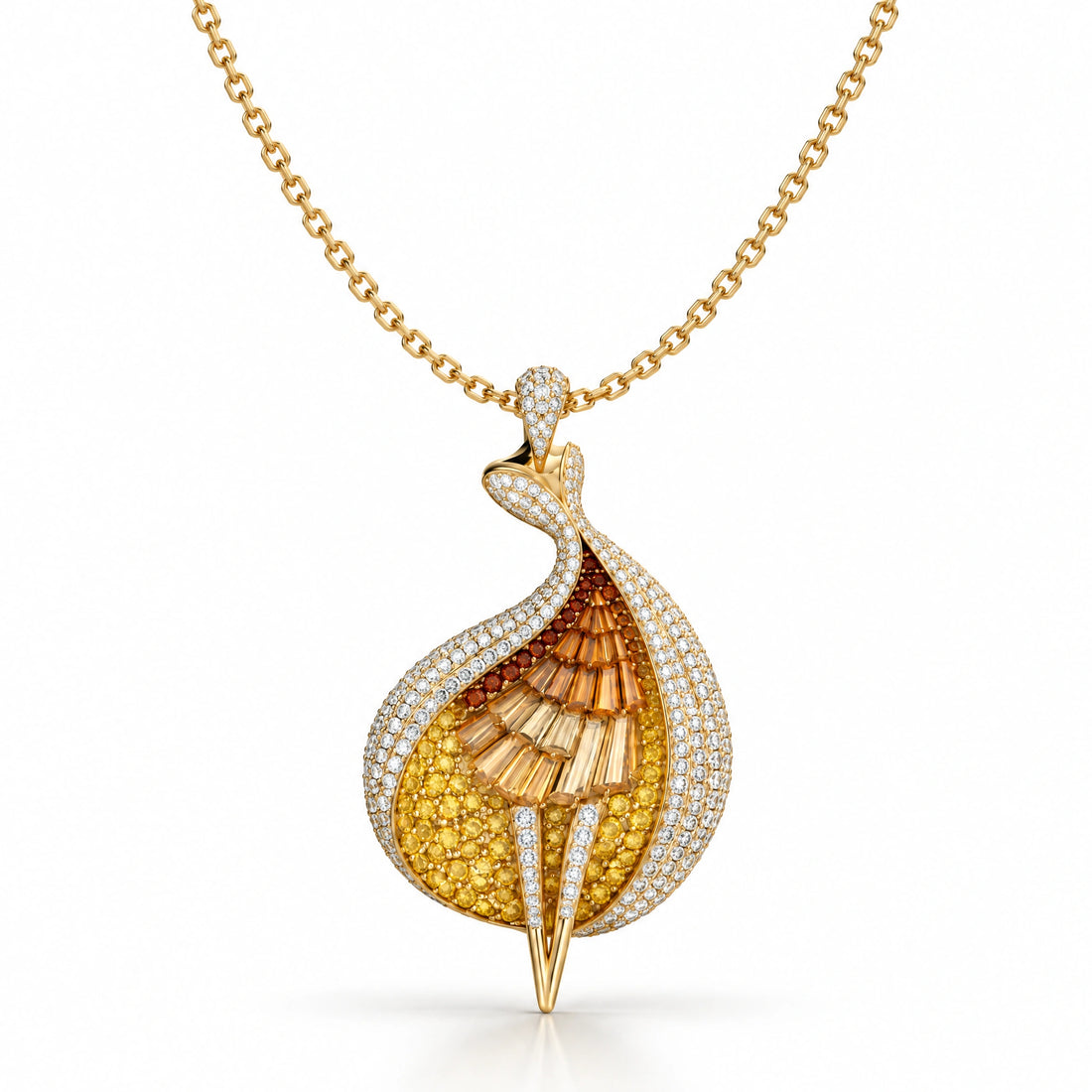 Flamme Lab-Grown Diamond Sunset Statement Pendant - Yellow Gold
