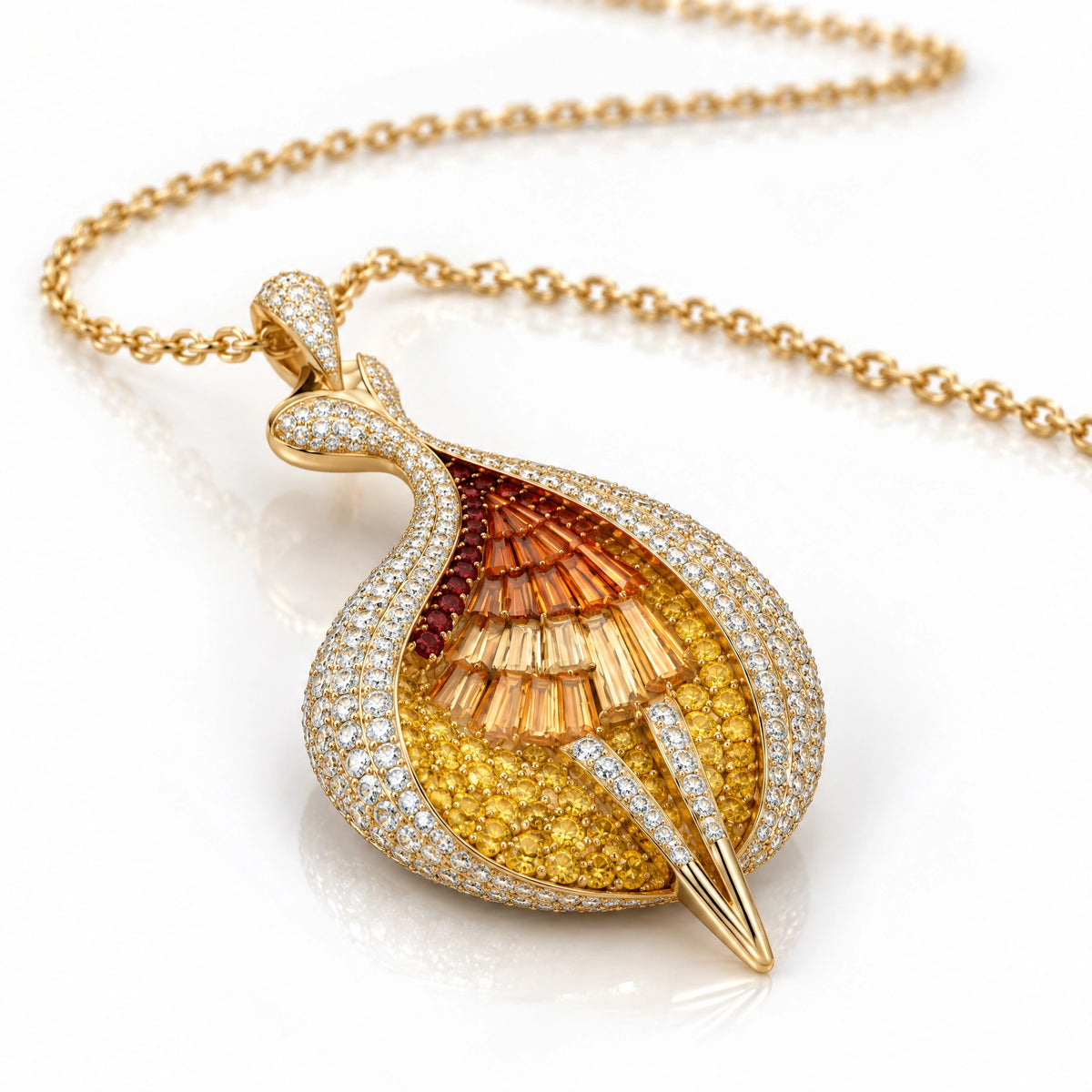 Flamme Lab-Grown Diamond Sunset Statement Pendant - Yellow Gold