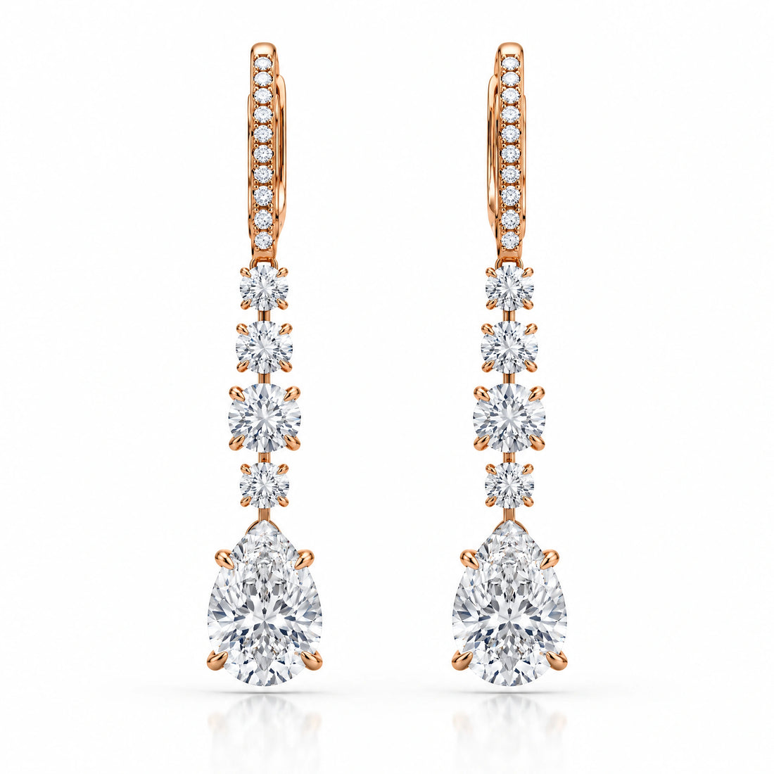 Pluie Pear Lab-Grown Diamond Drop Earrings - Rose Gold