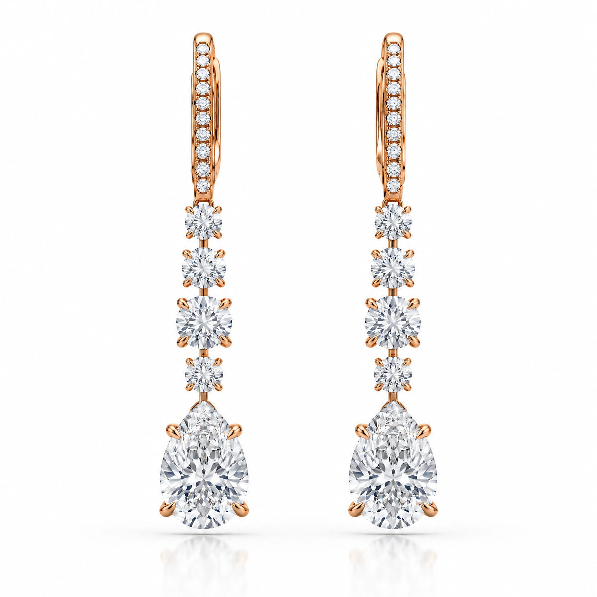 Pluie Pear Lab-Grown Diamond Drop Earrings - Rose Gold