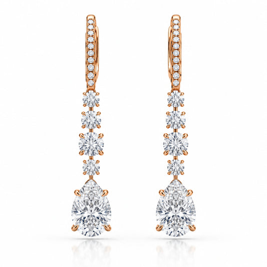 Pluie Pear Lab-Grown Diamond Drop Earrings - Rose Gold