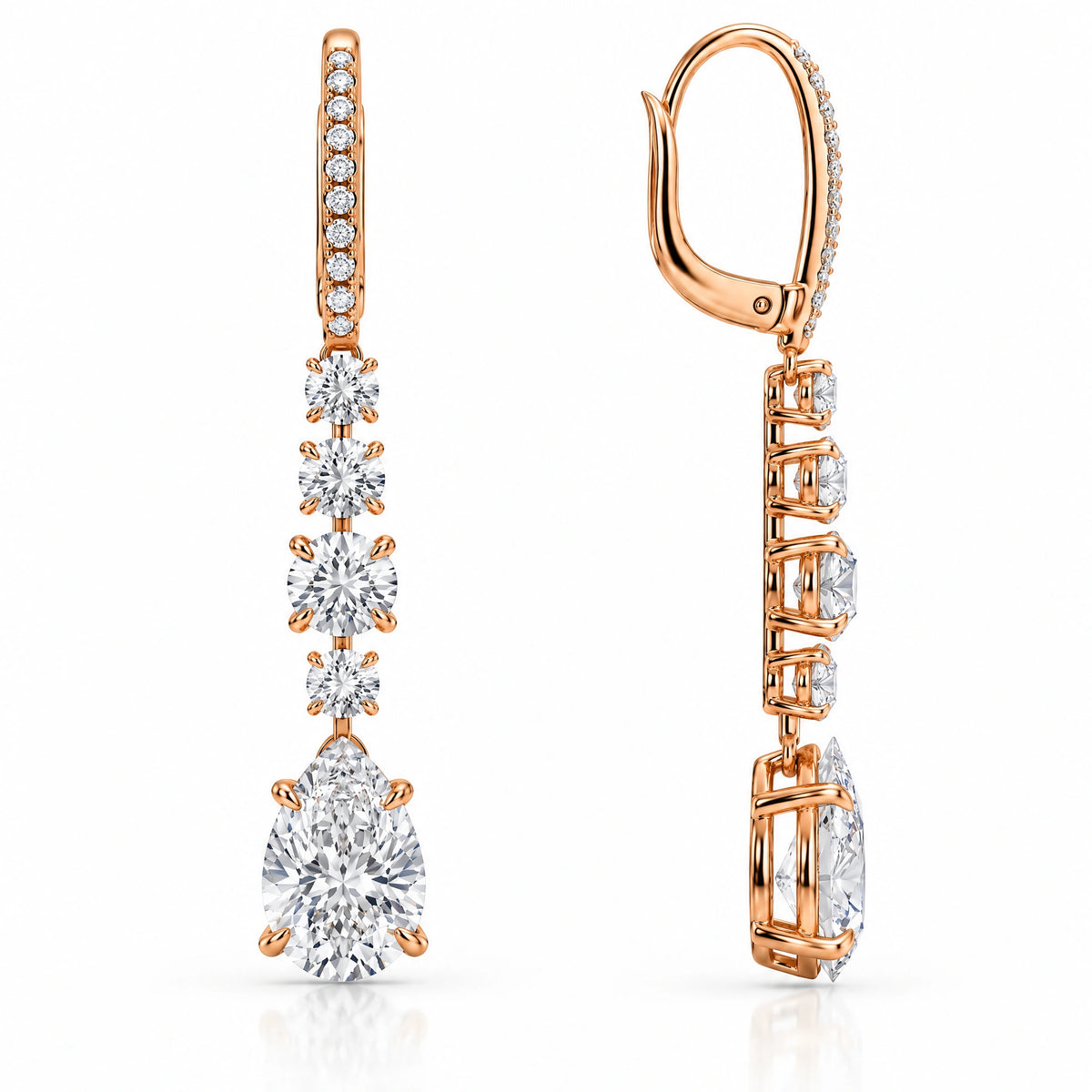 Pluie Pear Lab-Grown Diamond Drop Earrings - Rose Gold