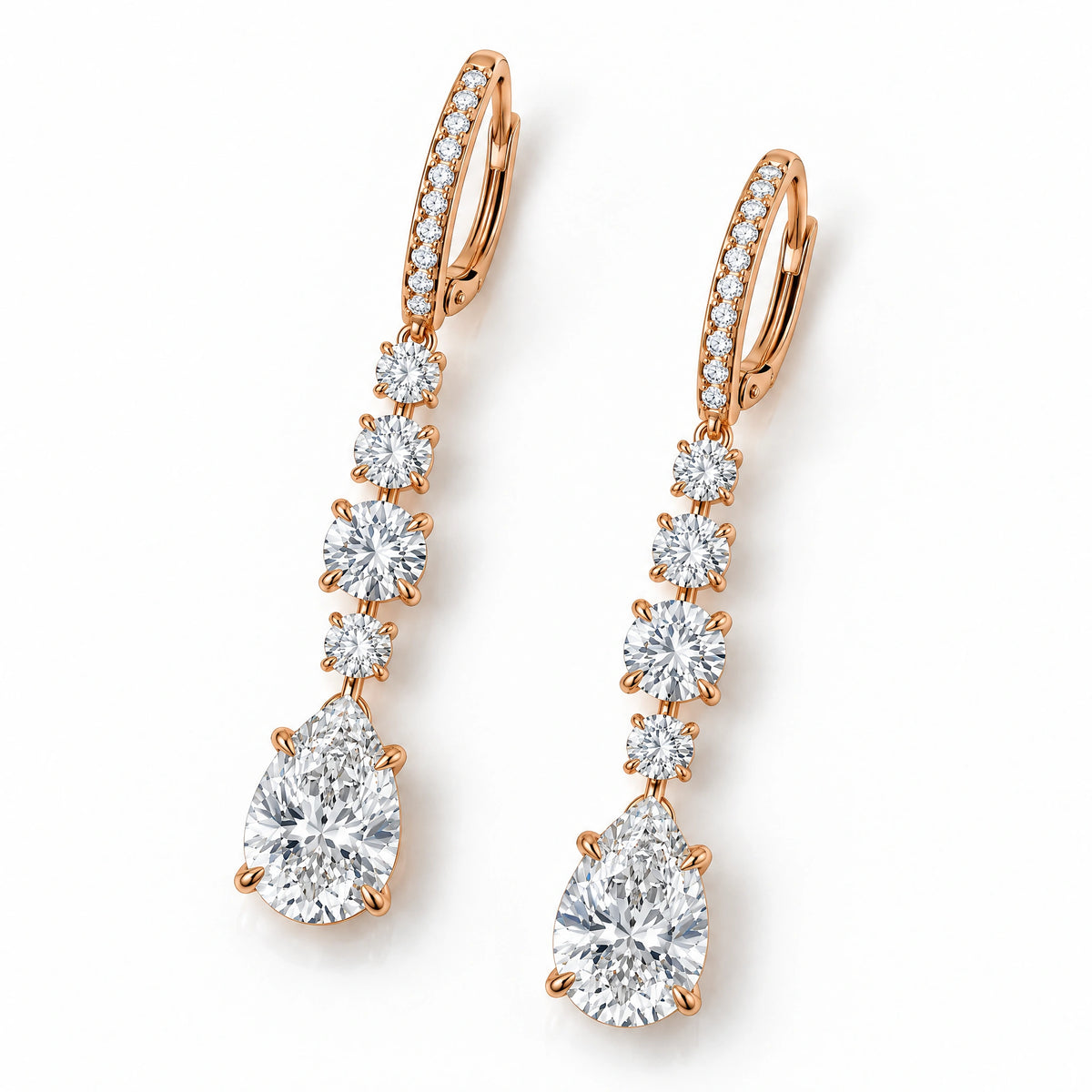 Pluie Pear Lab-Grown Diamond Drop Earrings - Rose Gold