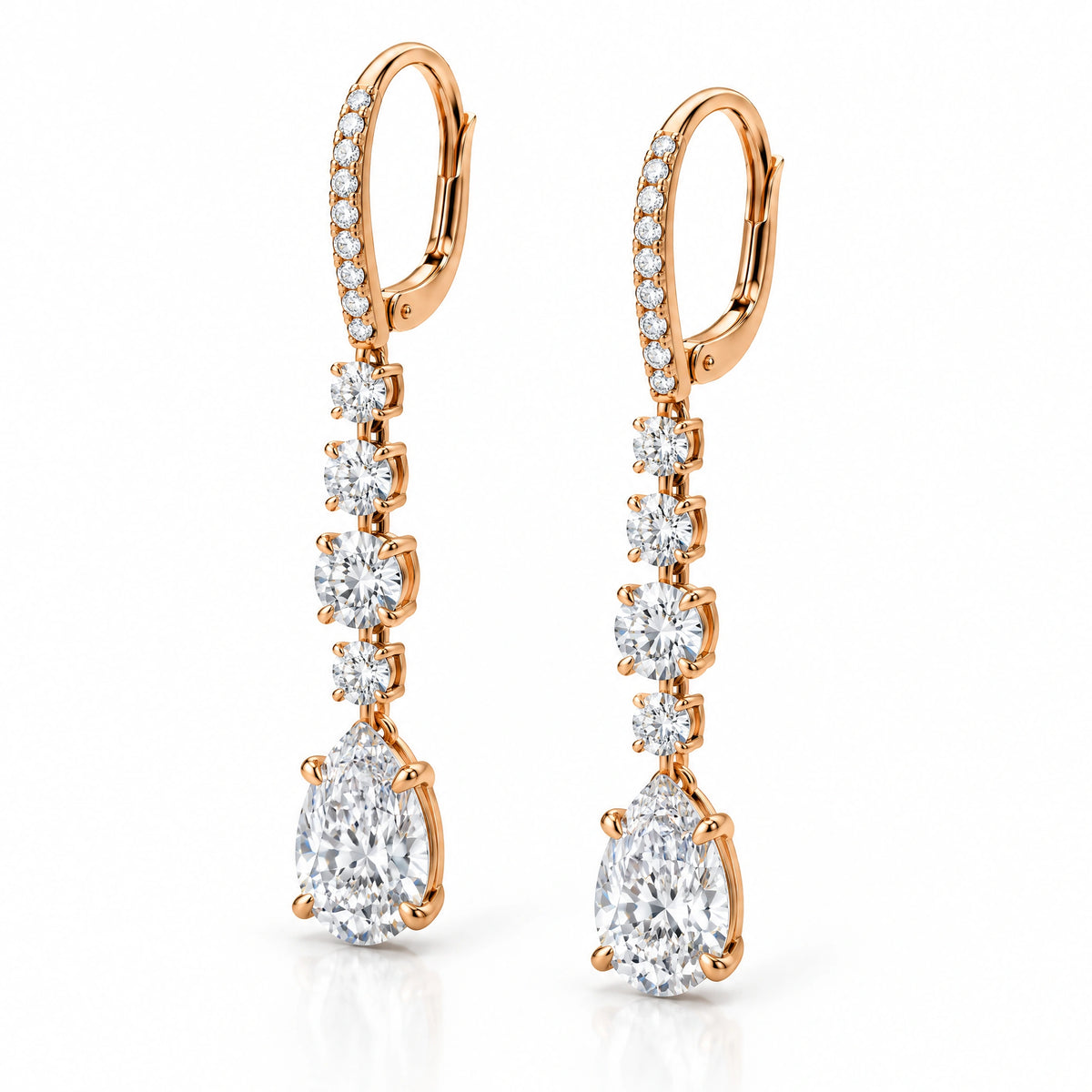 Pluie Pear Lab-Grown Diamond Drop Earrings - Rose Gold