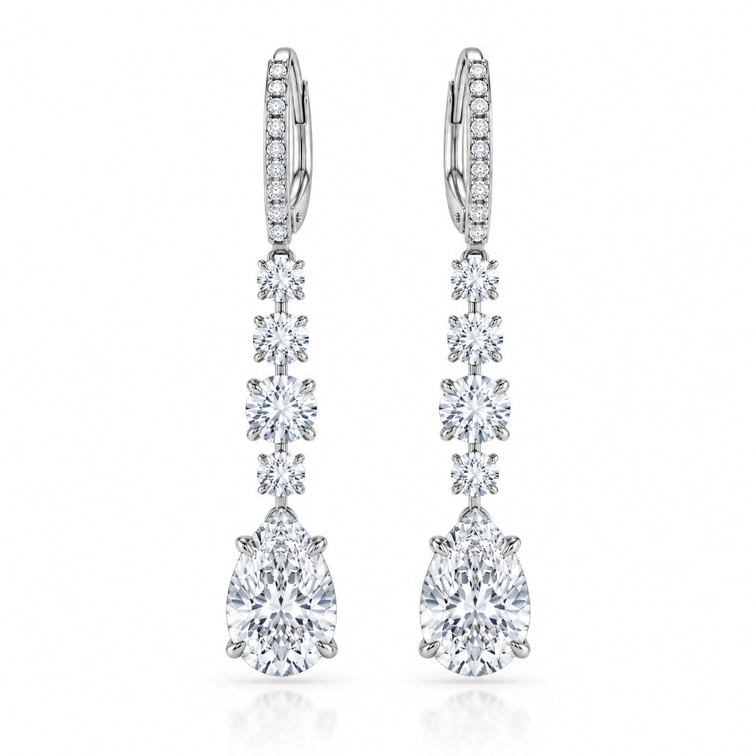 Pluie Pear Lab-Grown Diamond Drop Earrings - White Gold