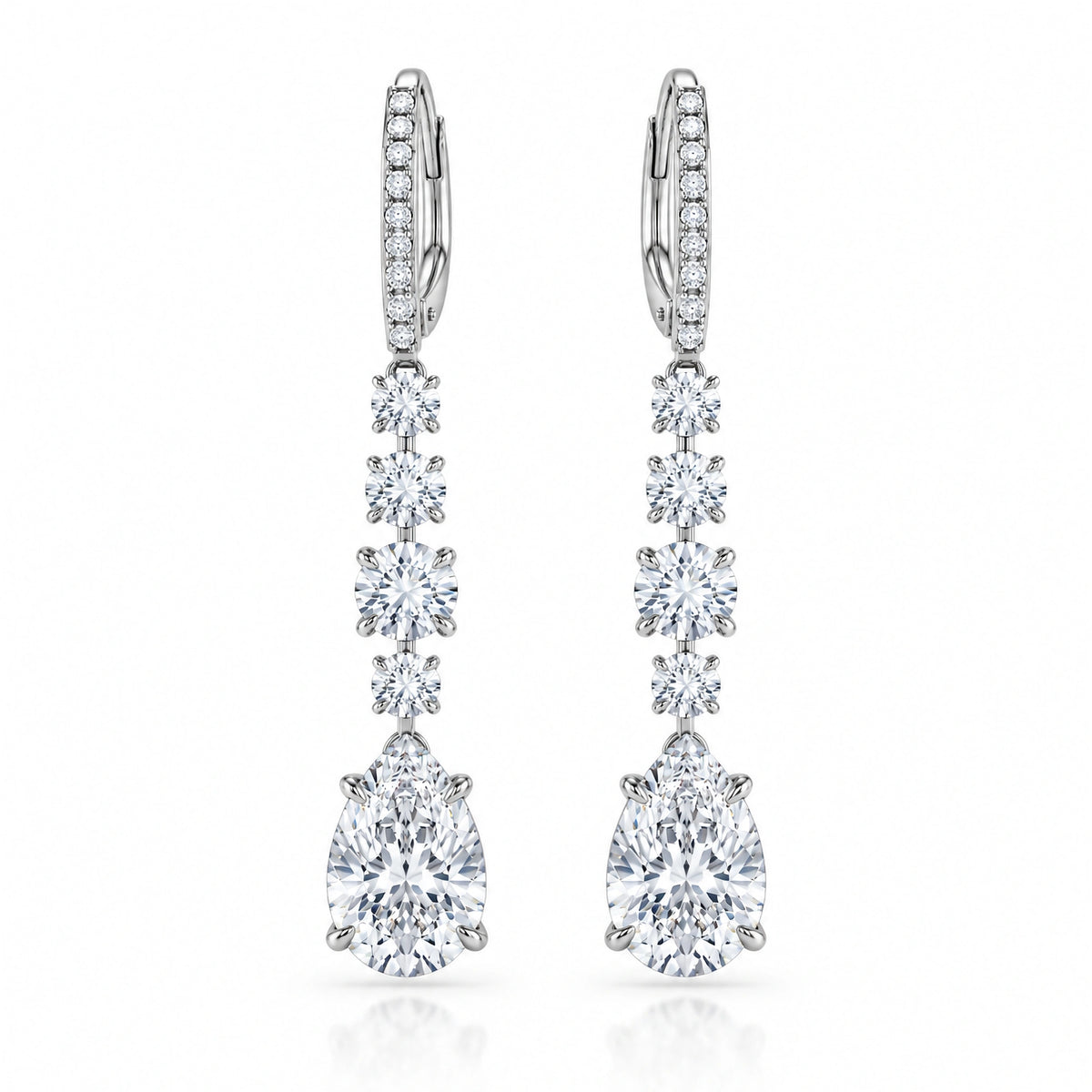 Pluie Pear Lab-Grown Diamond Drop Earrings - White Gold