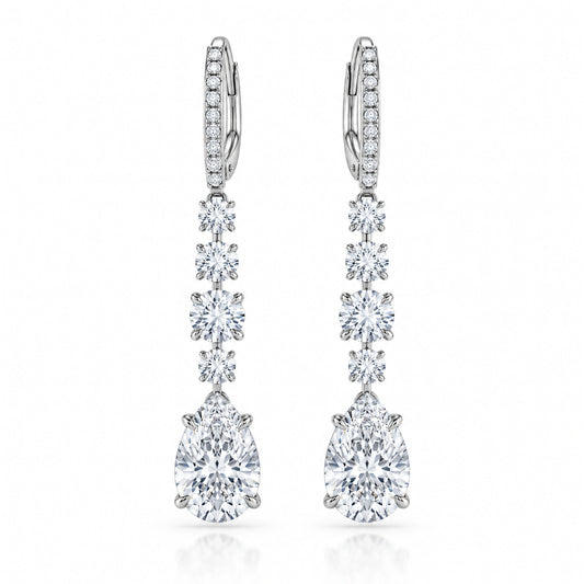 Pluie Pear Lab-Grown Diamond Drop Earrings - White Gold