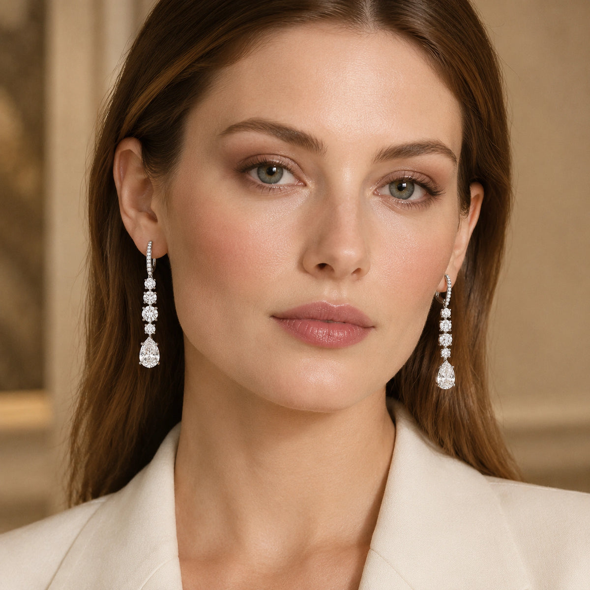 Pluie Pear Lab-Grown Diamond Drop Earrings - White Gold