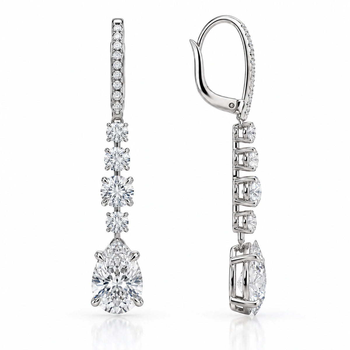 Pluie Pear Lab-Grown Diamond Drop Earrings - White Gold