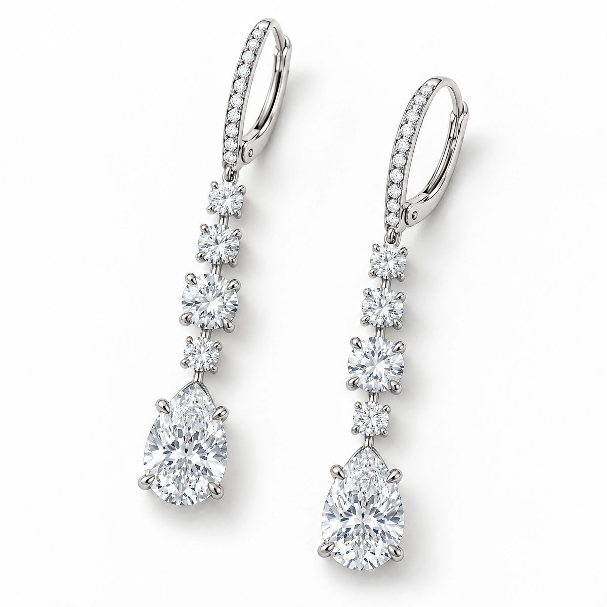 Pluie Pear Lab-Grown Diamond Drop Earrings - White Gold