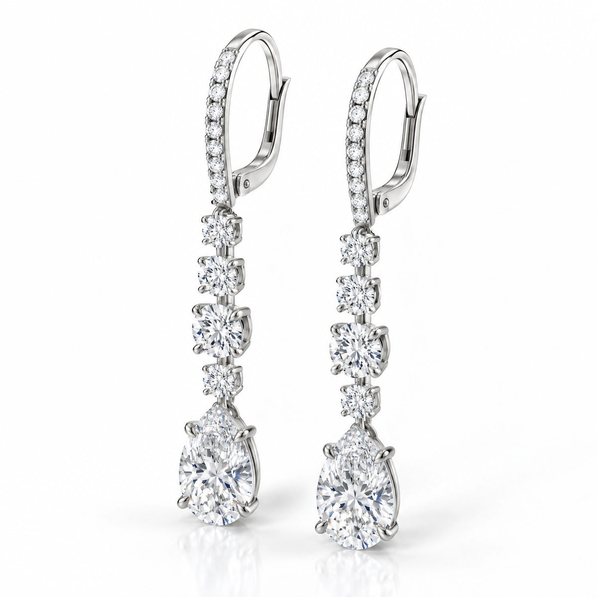 Pluie Pear Lab-Grown Diamond Drop Earrings - White Gold