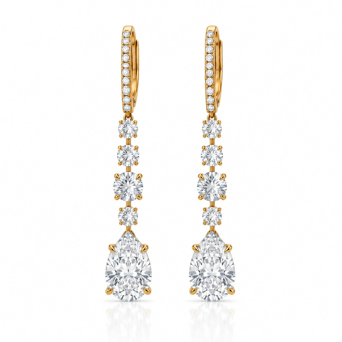 Pluie Pear Lab-Grown Diamond Drop Earrings - Yellow Gold