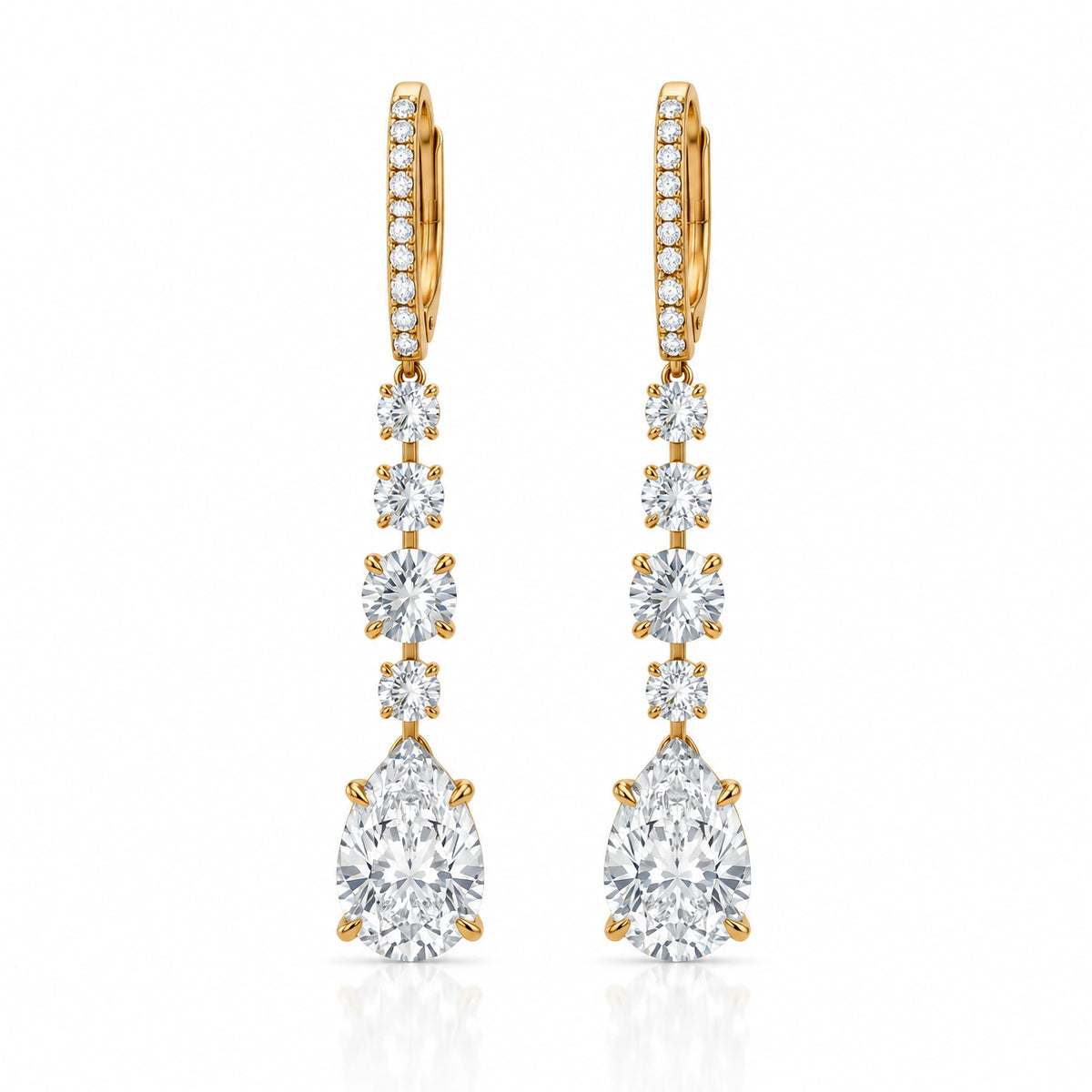 Pluie Pear Lab-Grown Diamond Drop Earrings - Yellow Gold