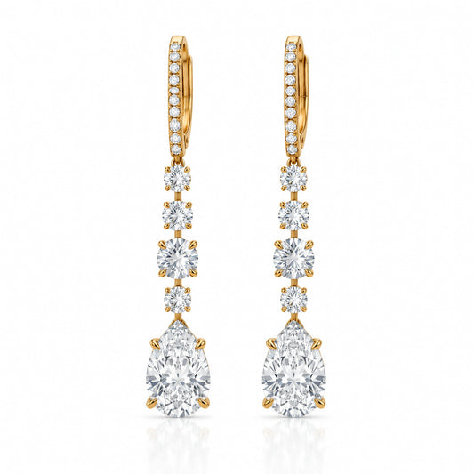 Pluie Pear Lab-Grown Diamond Drop Earrings - Yellow Gold