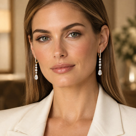 Pluie Pear Lab-Grown Diamond Drop Earrings - Yellow Gold