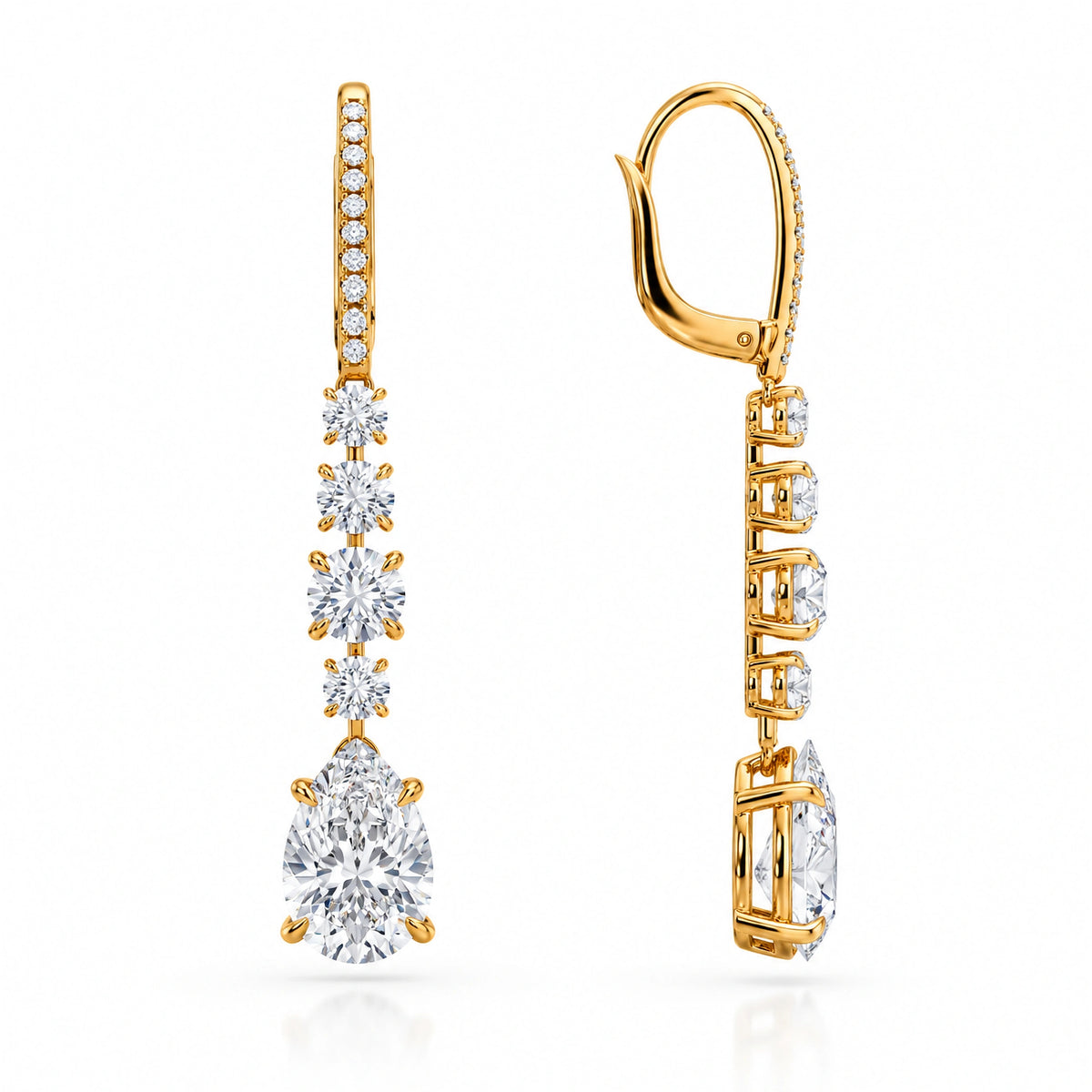 Pluie Pear Lab-Grown Diamond Drop Earrings - Yellow Gold