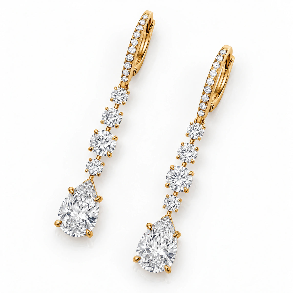 Pluie Pear Lab-Grown Diamond Drop Earrings - Yellow Gold